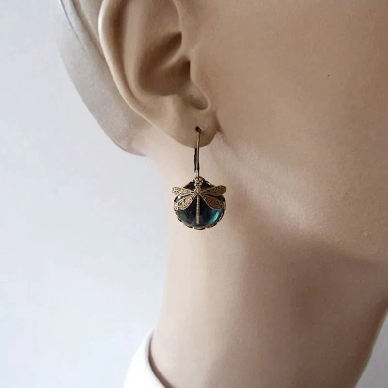 Stylish Crystal Antique Gold Earrings - Amarae