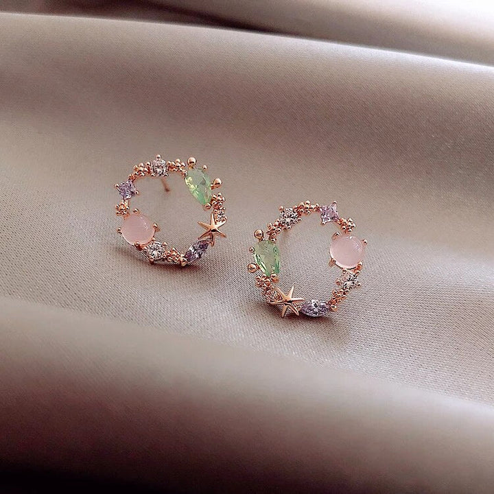 Pendientes de flores con circonita en oro - Isabella