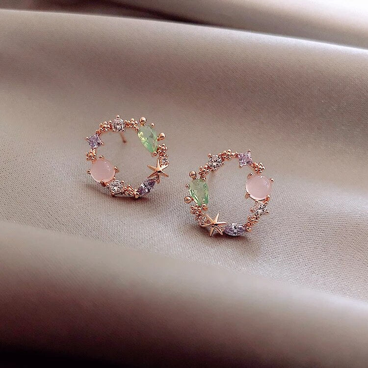 Pendientes de flores con circonita en oro - Isabella