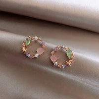 Pendientes de flores con circonita en oro - Isabella