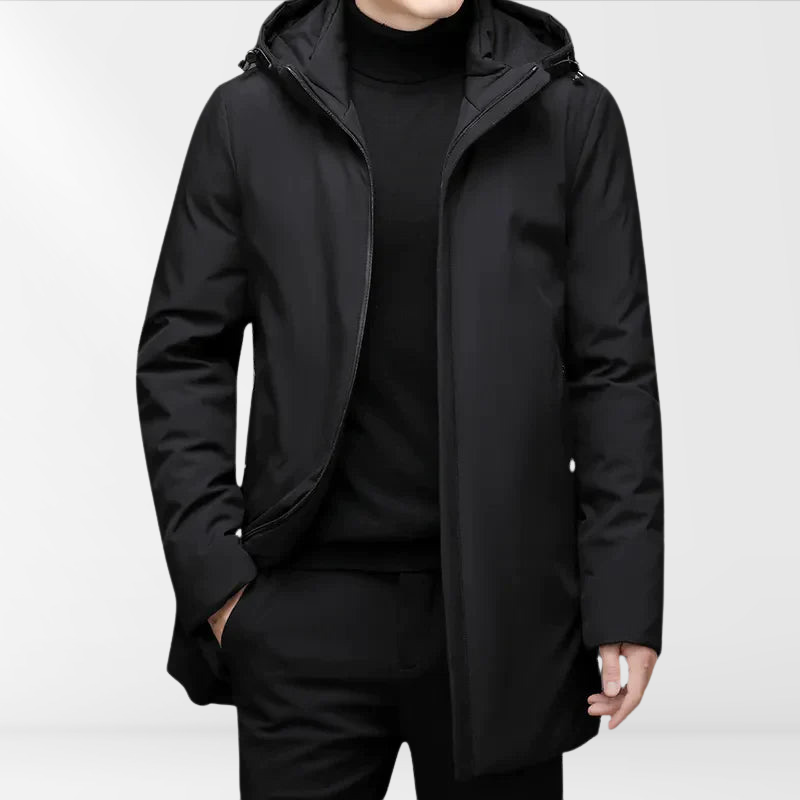 Classic men's hooded jacket with duck down filling – Matteo
