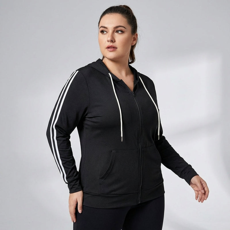 Plus Size Kapuzenjacke Sportlich - Stephanie