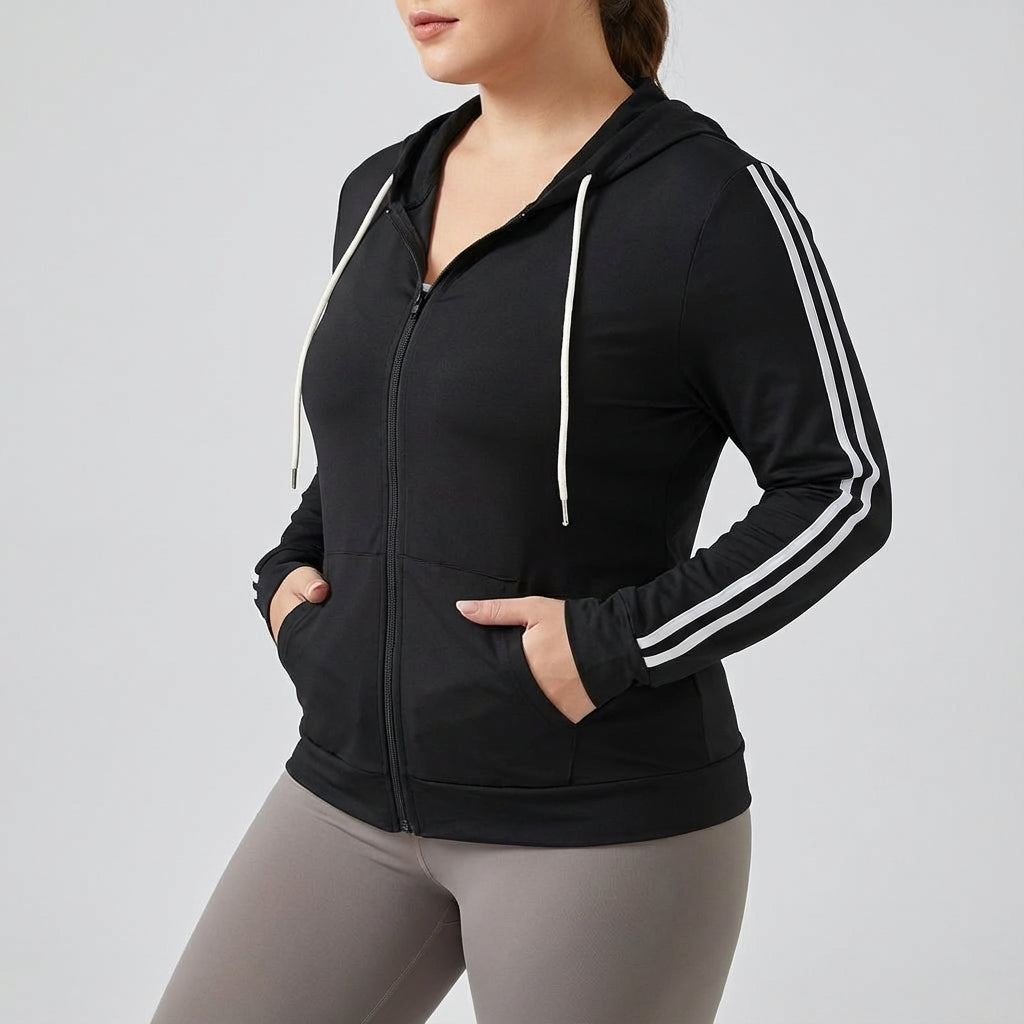 Plus Size Kapuzenjacke Sportlich - Stephanie