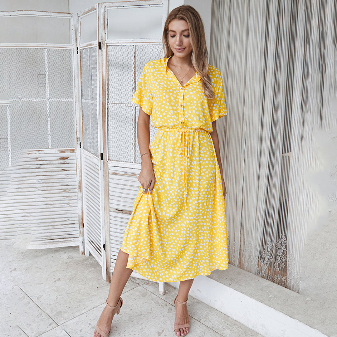 Printed V-Neck Dress – Marielle
