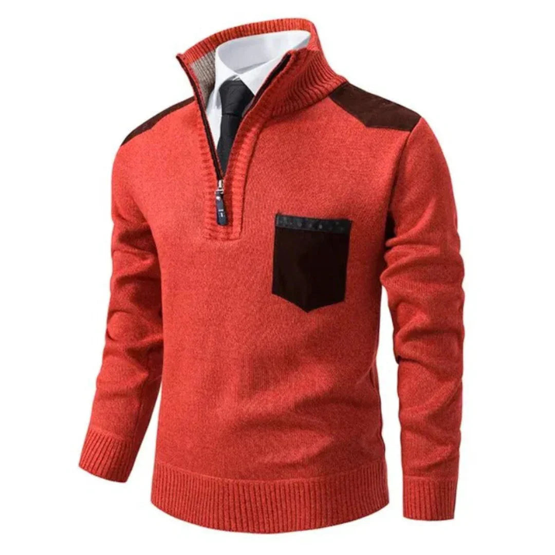 Men's Sweater with Edge Zipper Neck and Long Sleeve – Cedric
