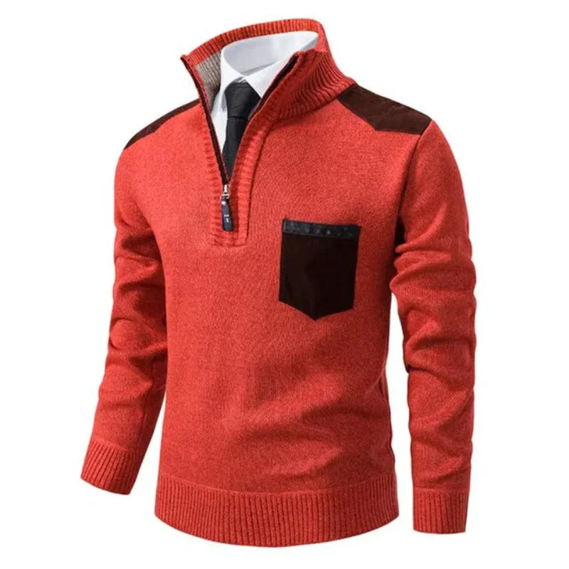 Men's Sweater with Edge Zipper Neck and Long Sleeve – Cedric