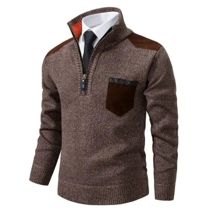 Men's Sweater with Edge Zipper Neck and Long Sleeve – Cedric