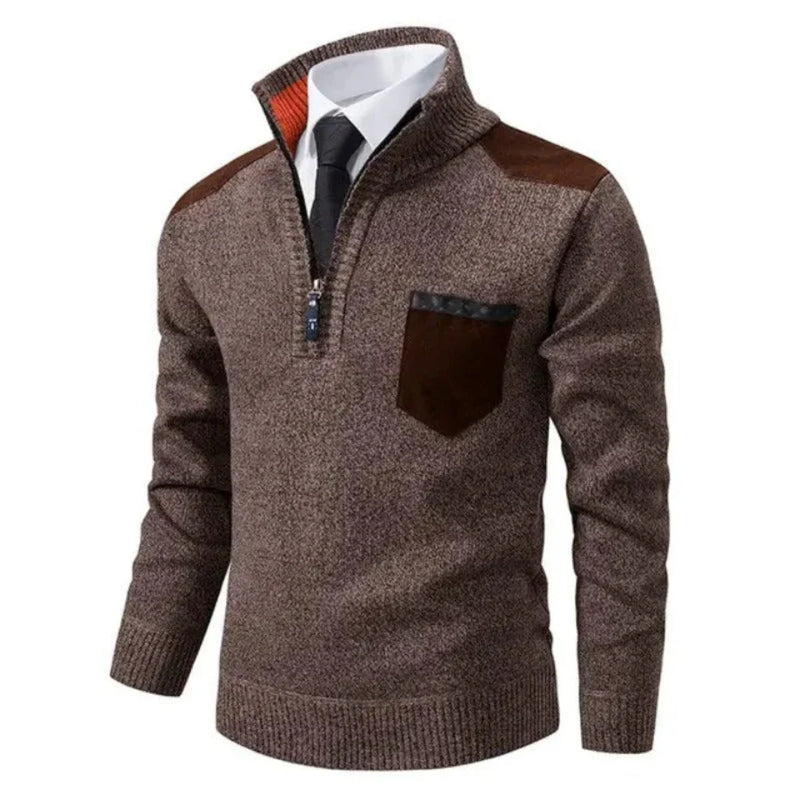 Men's Sweater with Edge Zipper Neck and Long Sleeve – Cedric