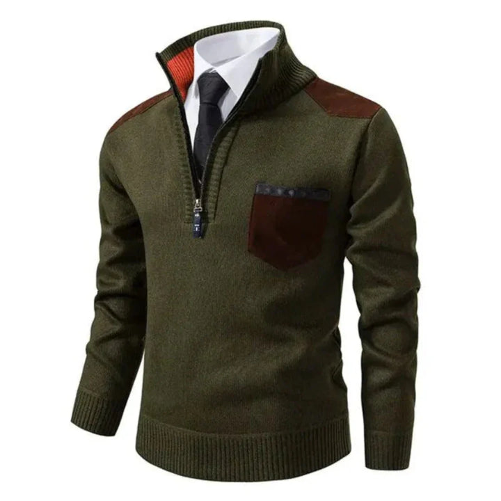 Men's Sweater with Edge Zipper Neck and Long Sleeve – Cedric
