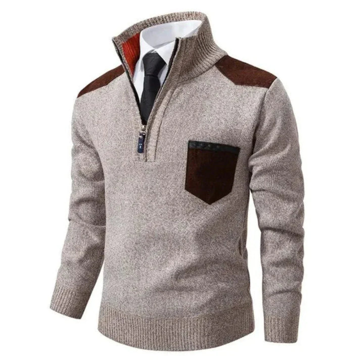 Men's Sweater with Edge Zipper Neck and Long Sleeve – Cedric