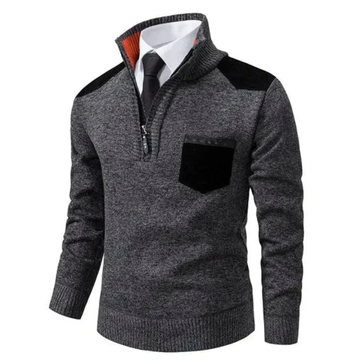 Men's Sweater with Edge Zipper Neck and Long Sleeve – Cedric