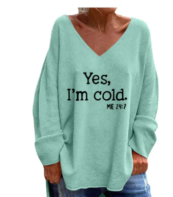 Women's Oversized V-Neck Sweater with Pattern – Alenia
