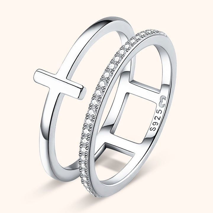 Stylish Double Cross Ring – Celeste