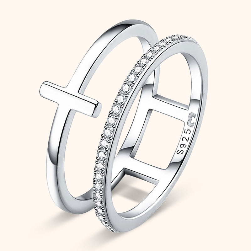 Stylish Double Cross Ring – Celeste