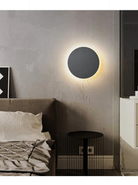 Minimalistische energiesparende Wandleuchte, rund, schwarz, modernes Design, Schlafzimmerbeleuchtung.