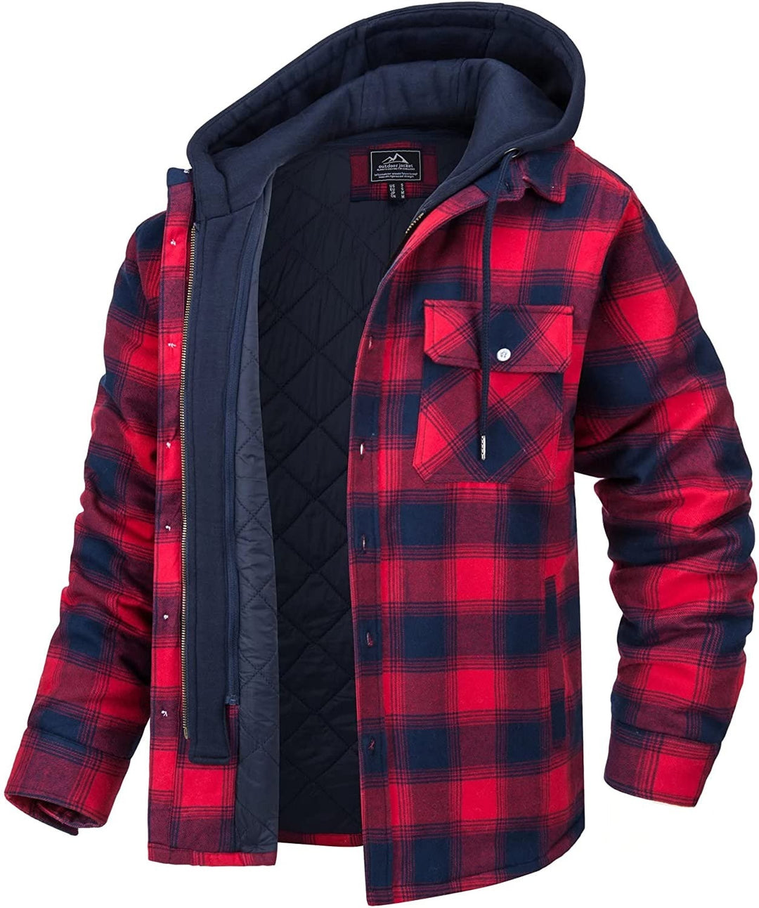 Checkered men's vest with hood and warm lining – Ethan