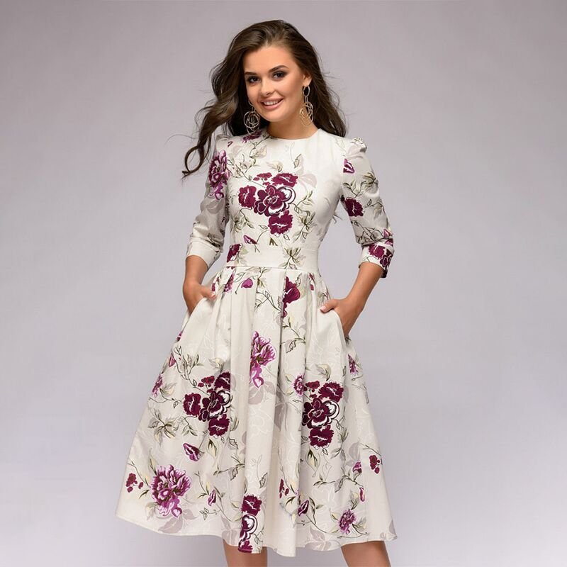 Retro Dress with Floral Pattern – Florina