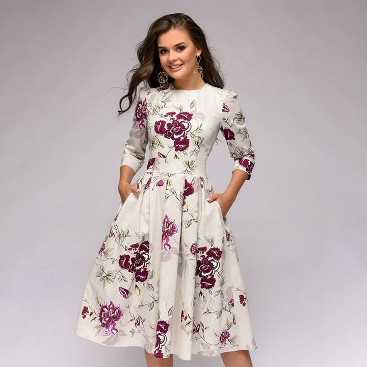 Retro Dress with Floral Pattern – Florina