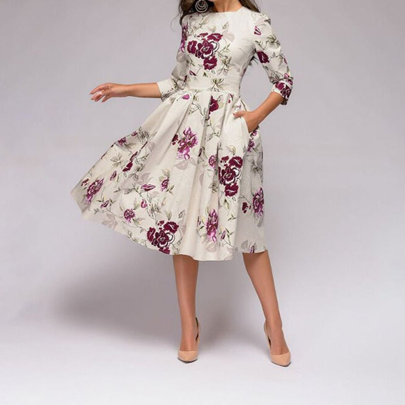 Retro Dress with Floral Pattern – Florina