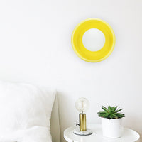 Gelbe runde Wandleuchte aus Keramik, modernes Design, Schlafzimmerbeleuchtung, elegante Dekoration.