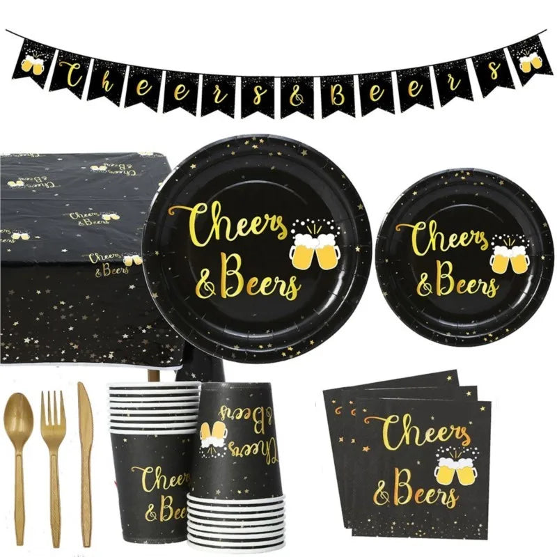 Disposable Party Tableware Set "Cheers & Beers" (for 16 Guests) – CheersSet Oktoberfest 2025