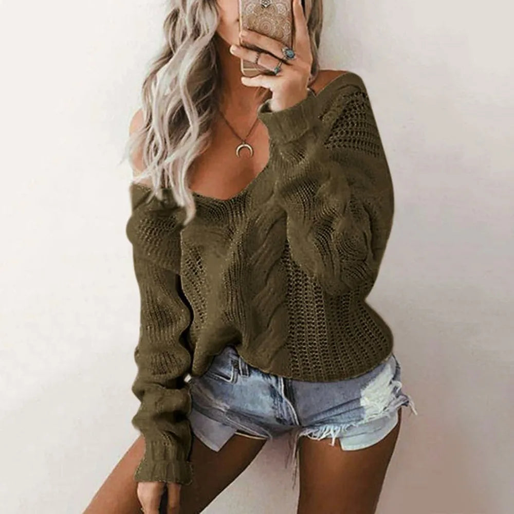 Women's Oversize Knit Sweater with Long Sleeves – Thalia