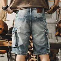 Herre Denim Cargo Bermuda i retro motorcykelstil – Ronex