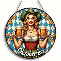 Rund vægdekoration „Oktoberfest-pige“ (20 cm) – BierMaid Art Oktoberfest 2025