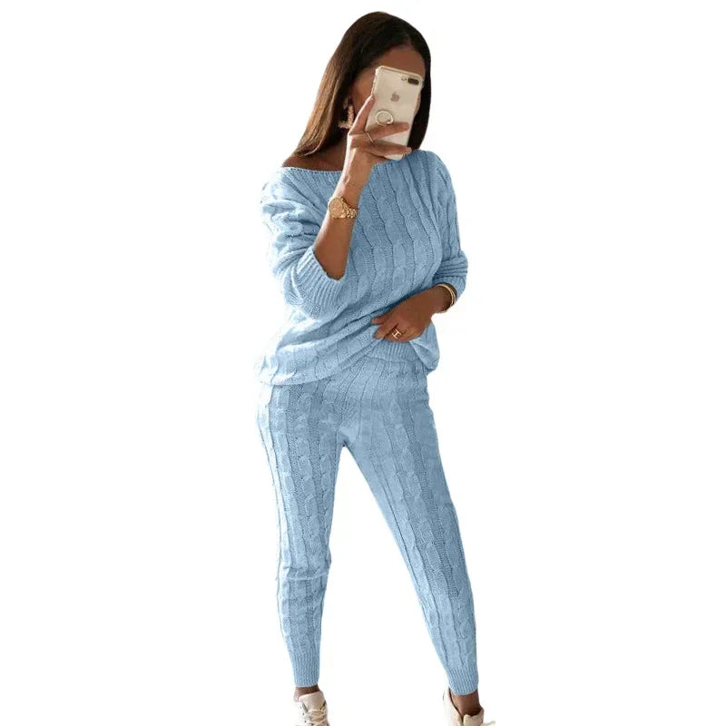 Women's Knitted Tracksuit Two-Piece Set for Autumn & Winter – Isaline