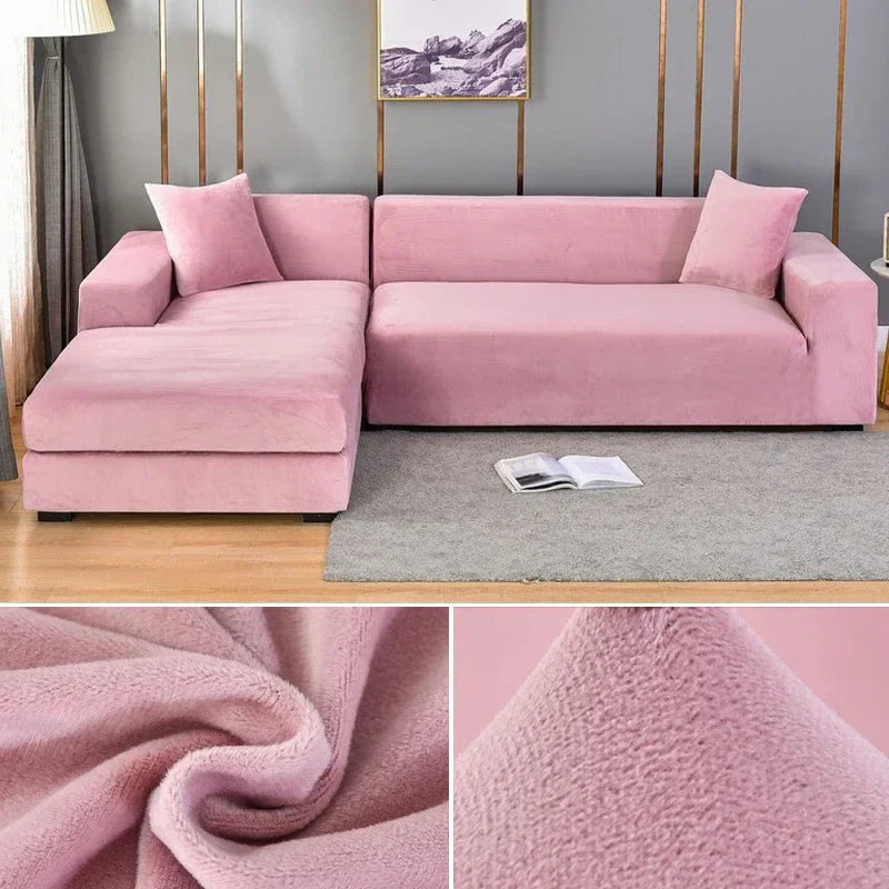 Stretch velour sofa cover with luxurious finish – Sofina