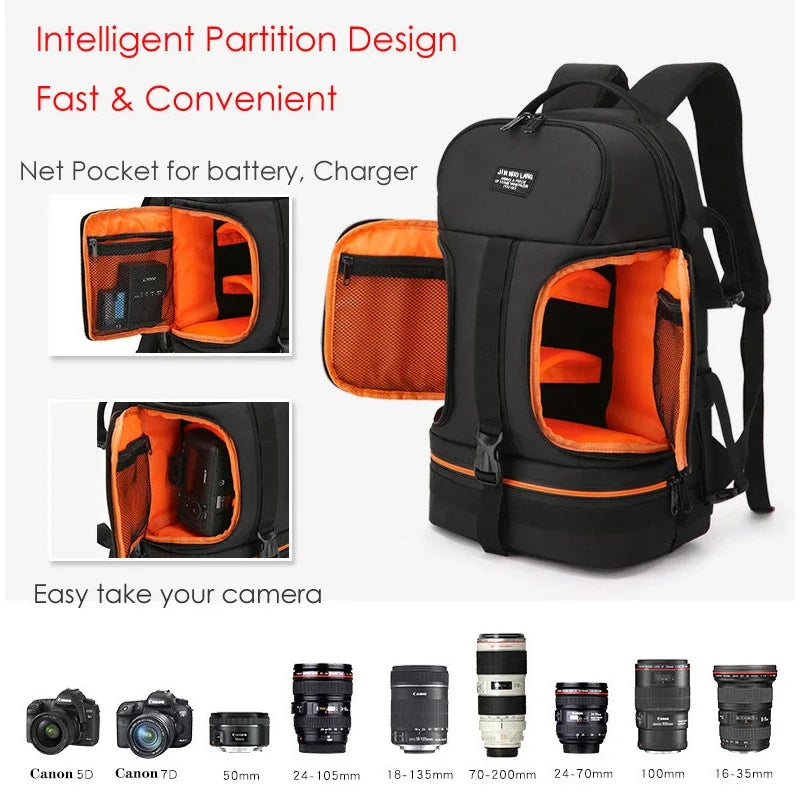 Professional Waterproof DSLR Camera Backpack with Tripod Strap and Rain Cover – Darius