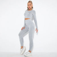 Conjunto de yoga para mujer sin costuras con top corto - Nova