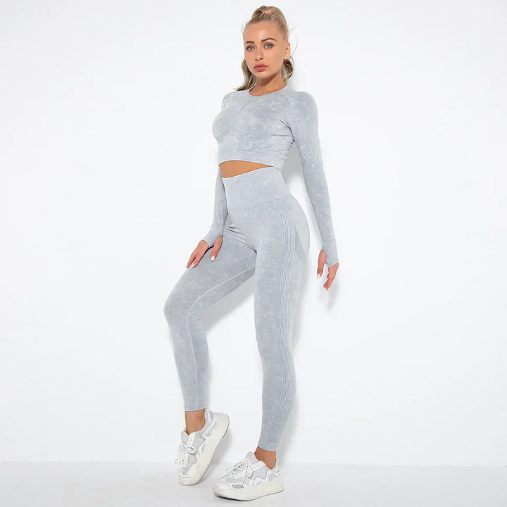 Conjunto de yoga para mujer sin costuras con top corto - Nova