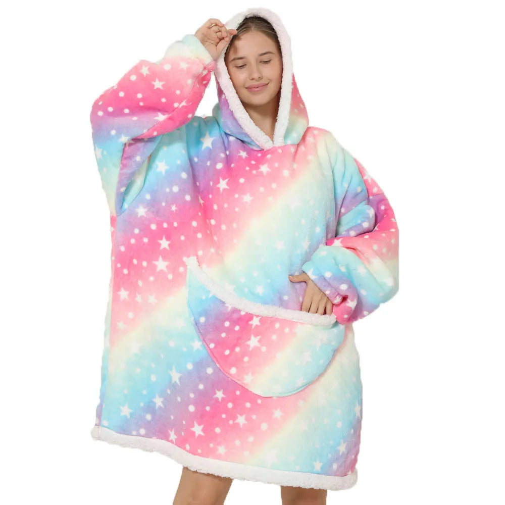 Oversized Fleece-Decke mit Kapuze & Taschen – SnugJoy