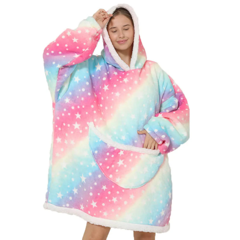Oversized Fleece-Decke mit Kapuze & Taschen – SnugJoy