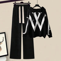 Women's Two-Piece Autumn Set with Knit Sweater and Wide Pants – Selina