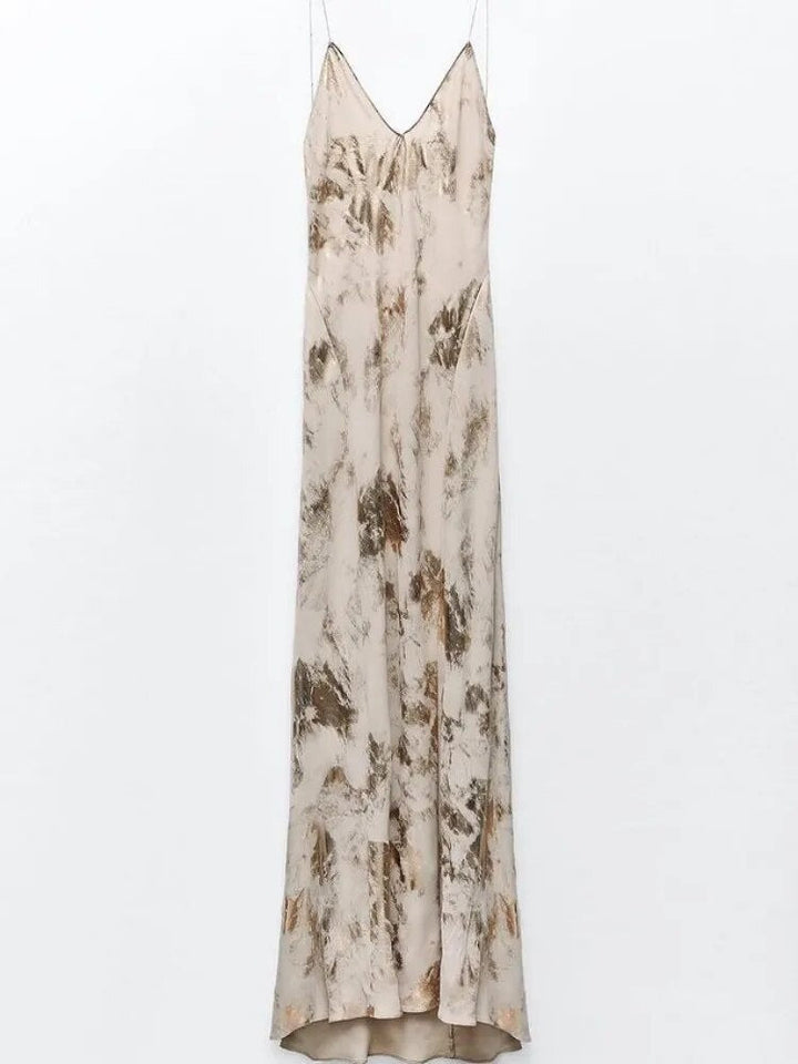 Backless summer dress with deep V-neck – Selene