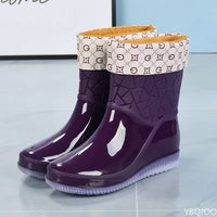 Women's mid-height waterproof rain boots with pattern & non-slip sole – Marvella