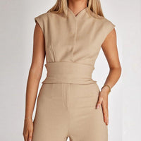 Airy women's jumpsuit with wide legs and V-neck – Maribel
