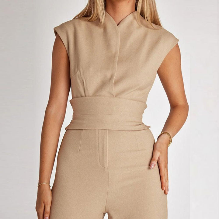 Airy women's jumpsuit with wide legs and V-neck – Maribel