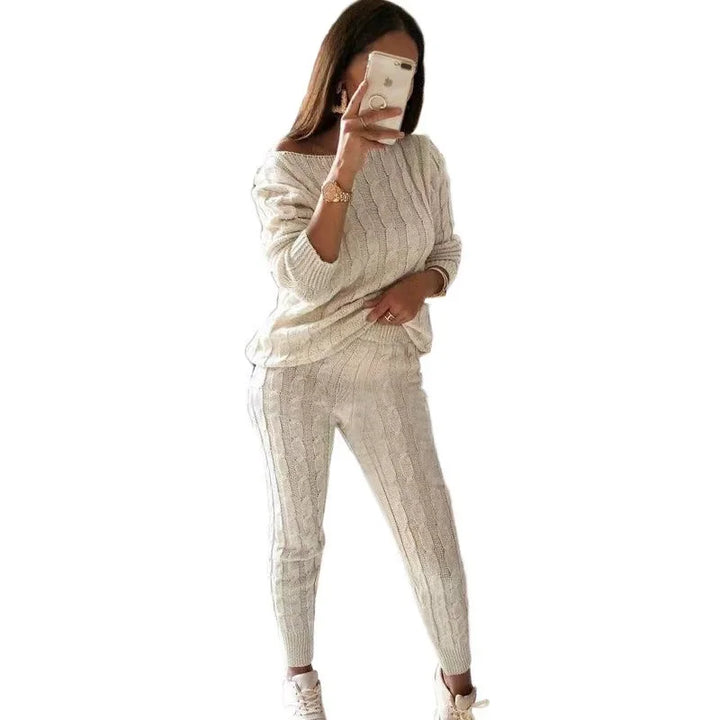 Women's Knitted Tracksuit Two-Piece Set for Autumn & Winter – Isaline