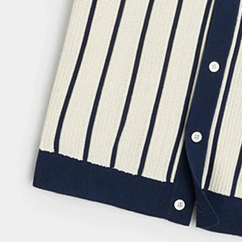 Striped knitted shirt with button placket for men – Emilio