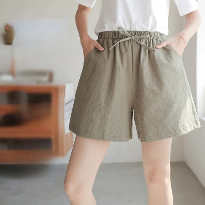 Luftige dame-lærredsshorts med høj talje og sporty pasform – Fenja