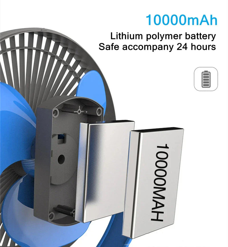 Portable USB Battery Fan with 10000mAh Battery & Clip – Zephyr