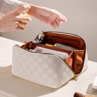 Cosmetic Bag made of PU Leather with Compartments – LuxeCarry