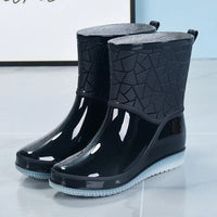 Women's mid-height waterproof rain boots with pattern & non-slip sole – Marvella
