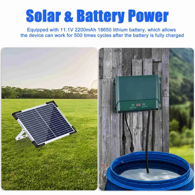 Kit de sistema de riego por goteo solar con riego automático con 30 modos y 7 temporizadores – AquaFlow