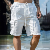 Airy men's linen shorts with wide leg and drawstring – Silas