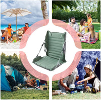 Sammenklappelig oppustelig stol med ryglæn til udendørs camping – Taron