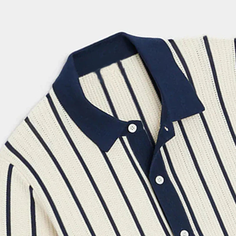 Striped knitted shirt with button placket for men – Emilio